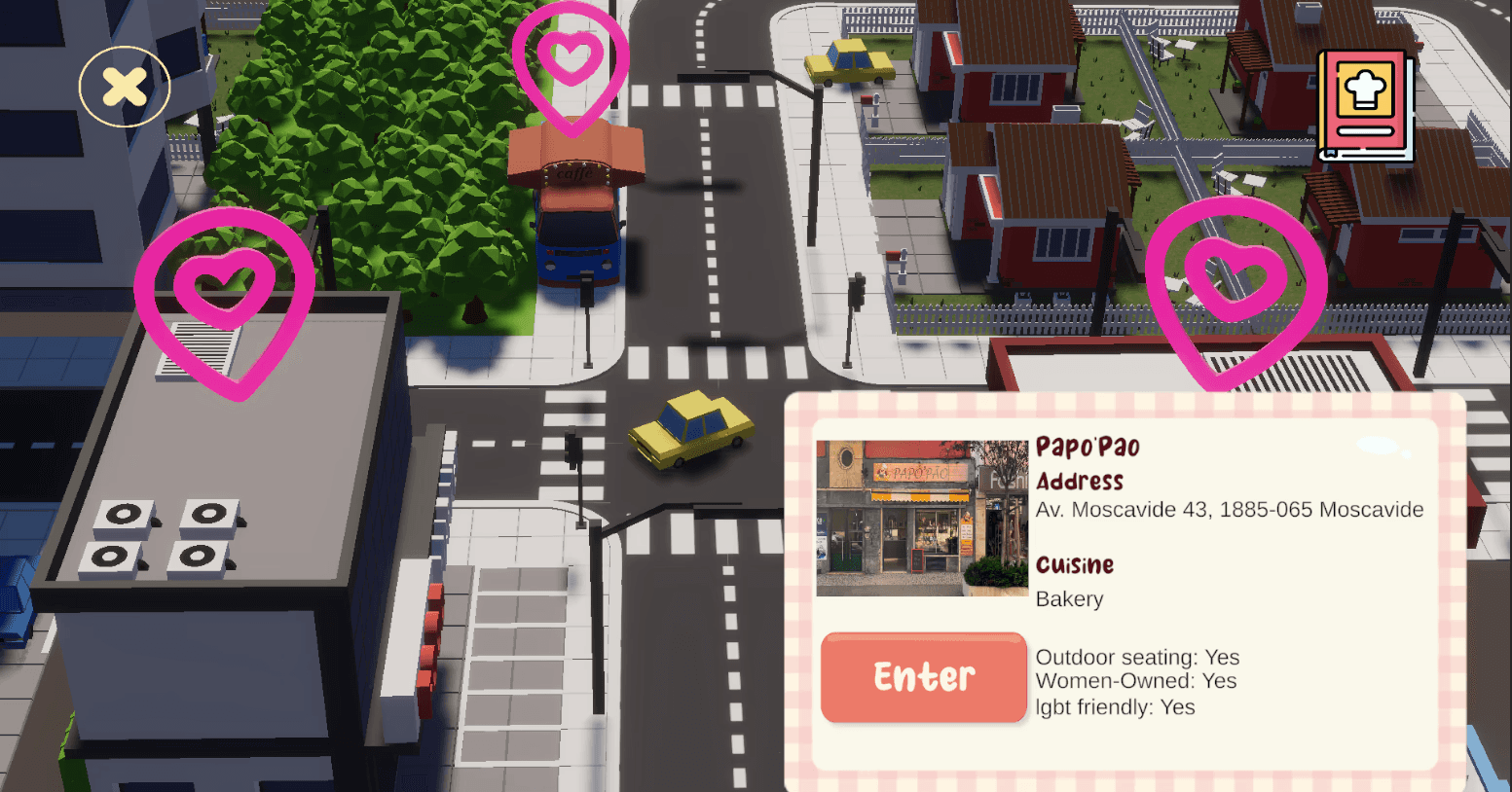 Map view with an information card open