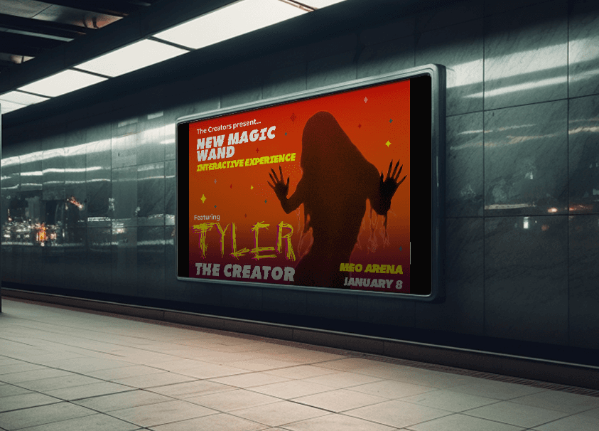 Billboard mockup in a metro station