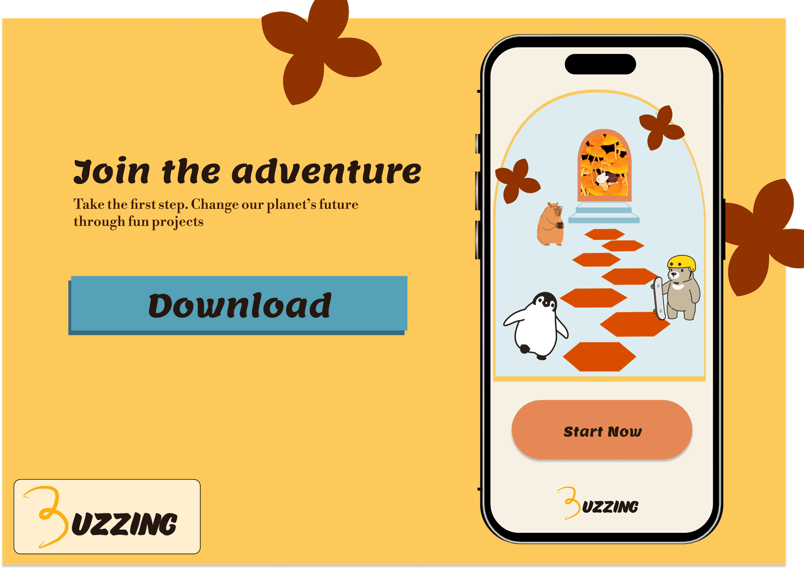 Buzzing landing page: Join the adventure